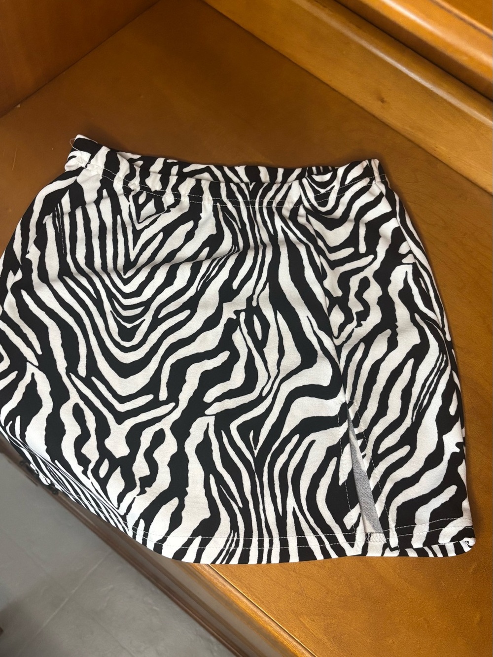 SHEIN Black & White Zebra Print Mini Skirt
